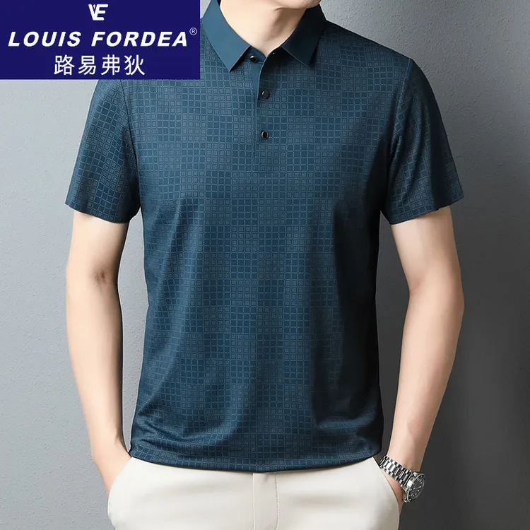Louis Fordea/路易弗狄高端轻奢中年男士短袖T恤polo衫夏季薄款