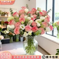 次日达 -【10艾莎10粉康400克白桔梗】鲜花鲜切花家居花批发两单升级顺丰包邮三单送随机花瓶今天拍明天到
