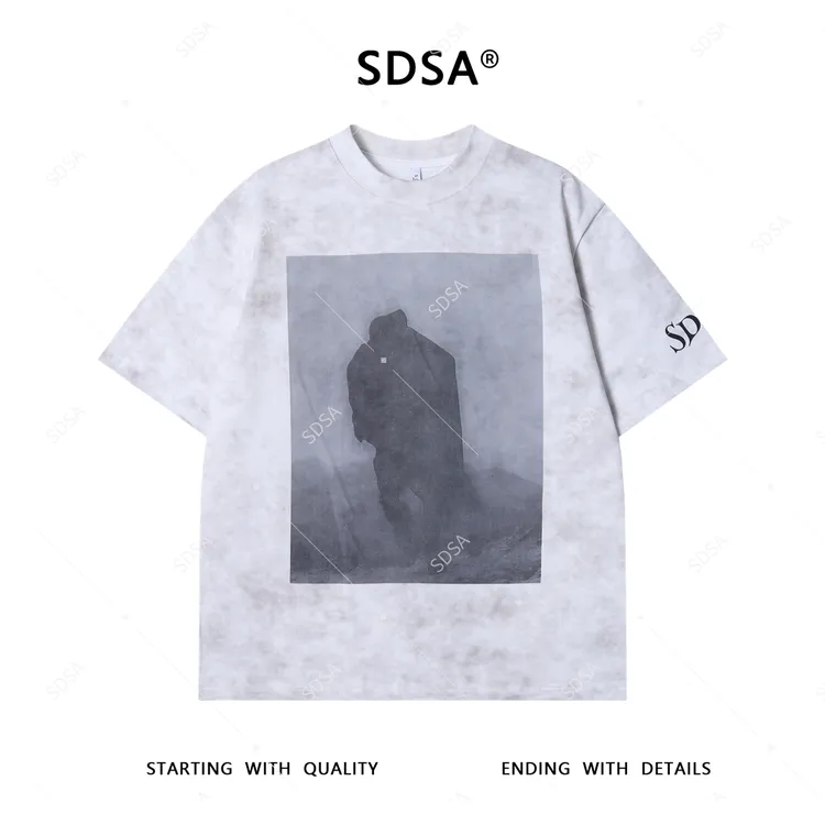 夏季高级感新款男士潮牌设计感印花短袖T恤满天星百搭时尚上衣