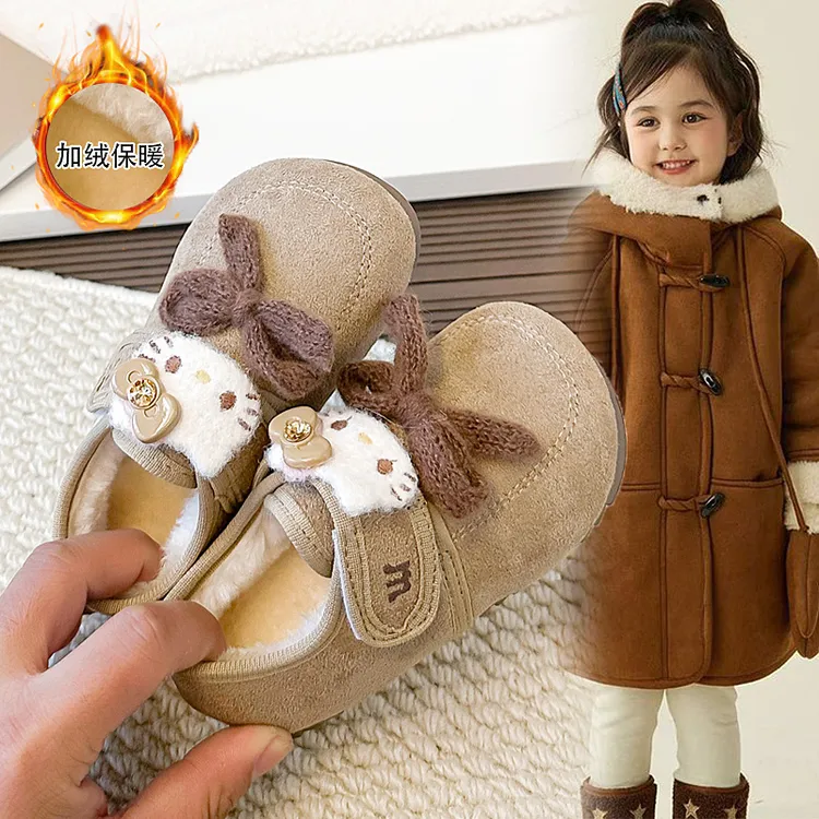 ABC儿童鞋子2025冬季女童加厚保暖可爱猫咪勃肯鞋小宝宝休闲棉鞋