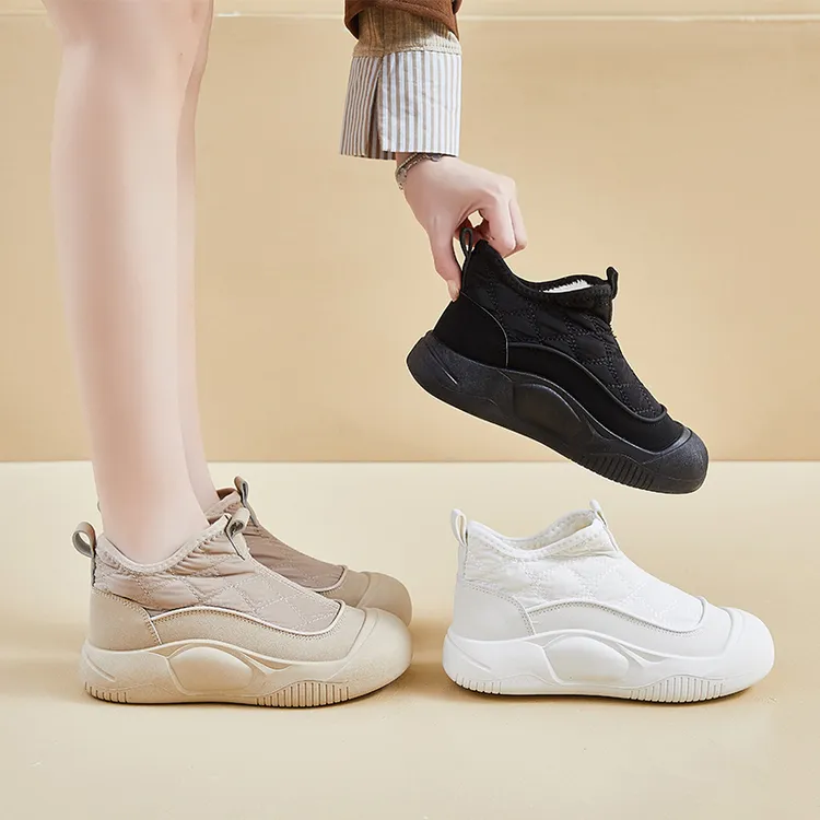 冬季新款加绒加厚保暖厚底增高女鞋高帮韩版增高运动休闲鞋