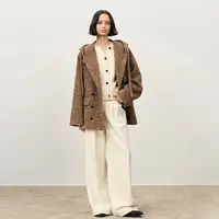 Fabrique Rue【生巧可可】姜饼人绵羊毛双排扣大廓形毛呢短款大衣