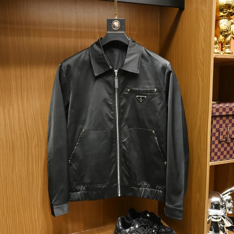 欧洲站潮牌衬衫领夹克男装春秋季纯色简约高品质休闲百搭透气外套