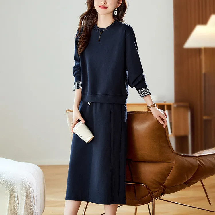 2531时尚休闲灰色运动装套装女2025新款秋季高级感上衣卫衣半身裙