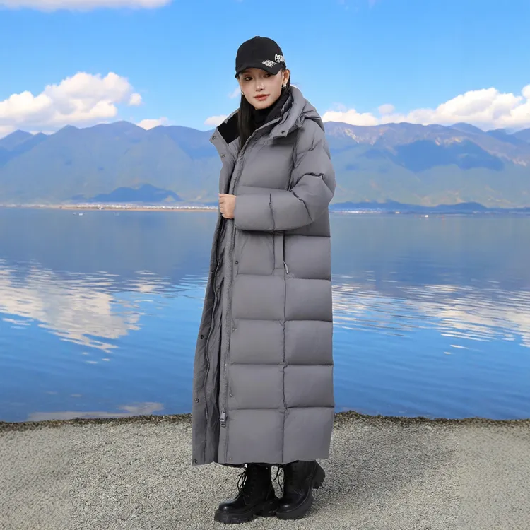 益佳高充绒量长款羽绒服共青城源头工厂95白鸭绒加厚过膝防风保暖百搭