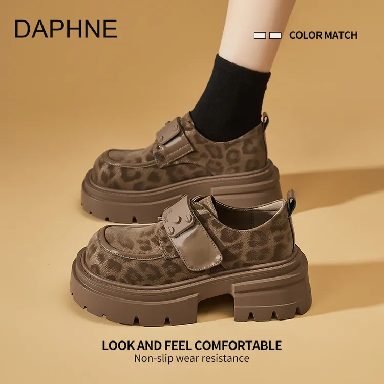 达芙妮圆头2025秋季厚底增高轻便防滑乐福鞋女款2025新款爆款