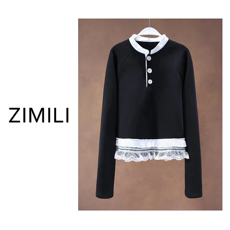 【亮哥女装】2025冬季新品《霓裳系列》黑色热暖绒卫衣26093-C1