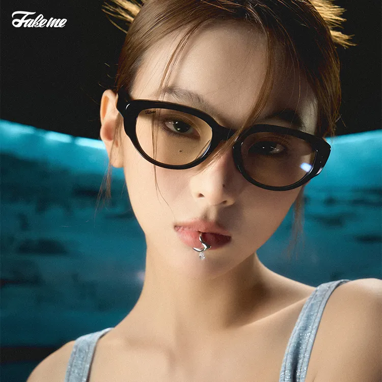 Fakeme（达人专属）个性板材猫眼圆框镜女美式ins纯欲  red zone