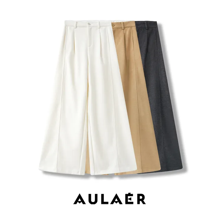 AULAER/澳拉尔极简风挺阔感西装毛呢阔腿裤 ALE262075