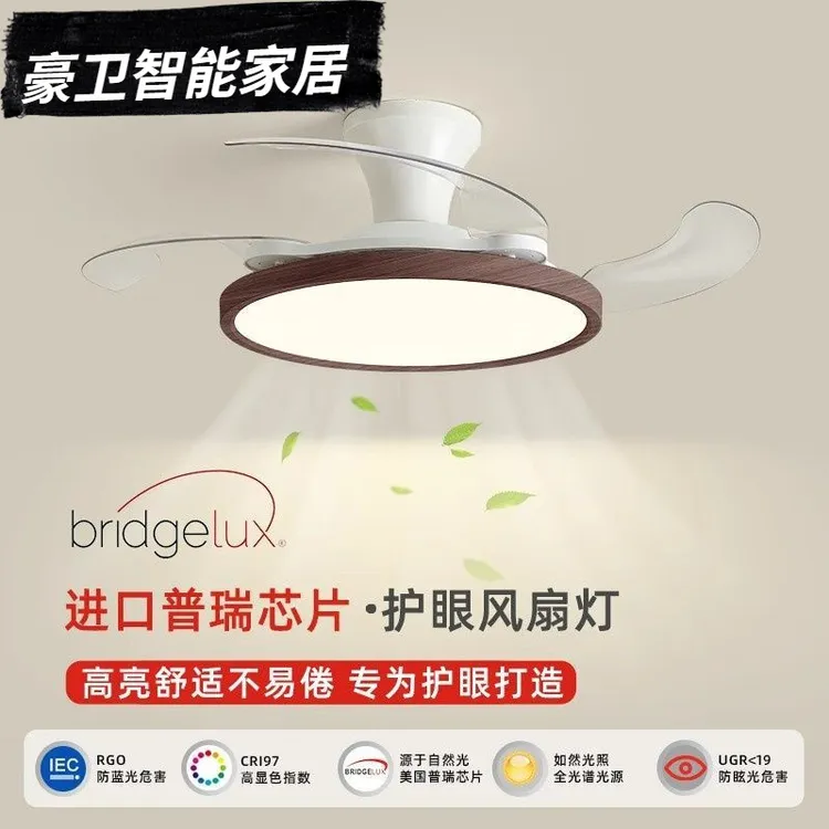 gd餐厅隐形风扇灯现代简约超薄电扇一体灯全光谱护眼餐桌饭厅吸顶
