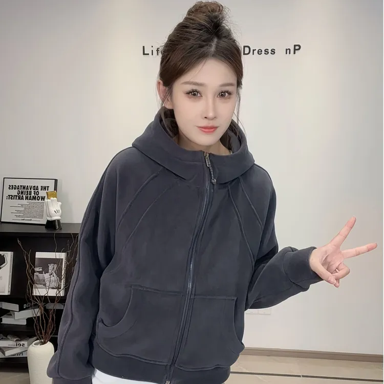 秋冬韩系小外套奥粒绒百搭休闲宽松设计感小众女款外套