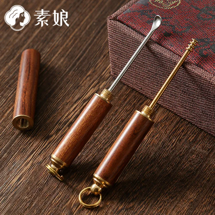 素娘木质螺旋挖耳勺创意掏耳朵采耳挖耳屎钥匙扣便携黄铜耳勺大人