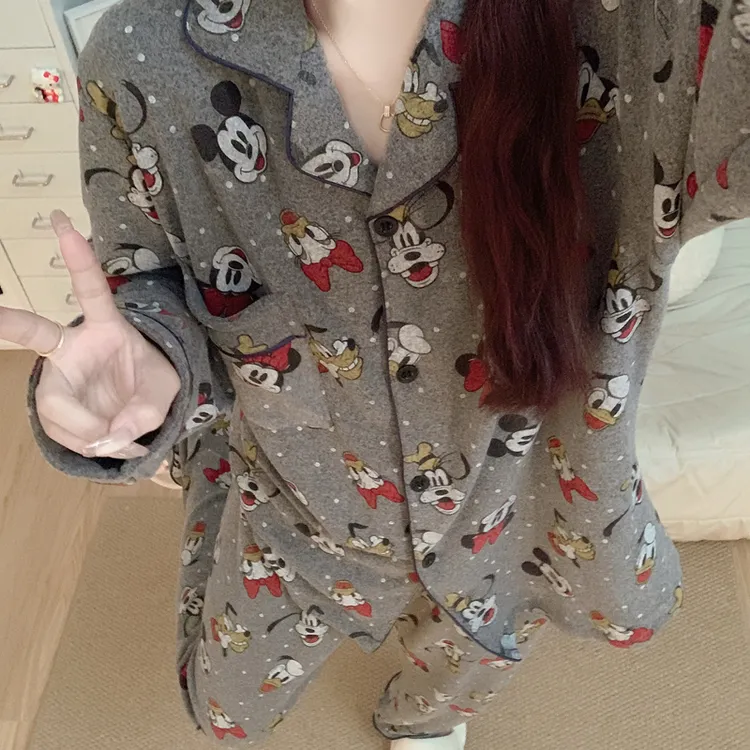 【秋冬德绒】加厚睡衣女2025新款长袖卡通小咪奇学生可爱家居服套装