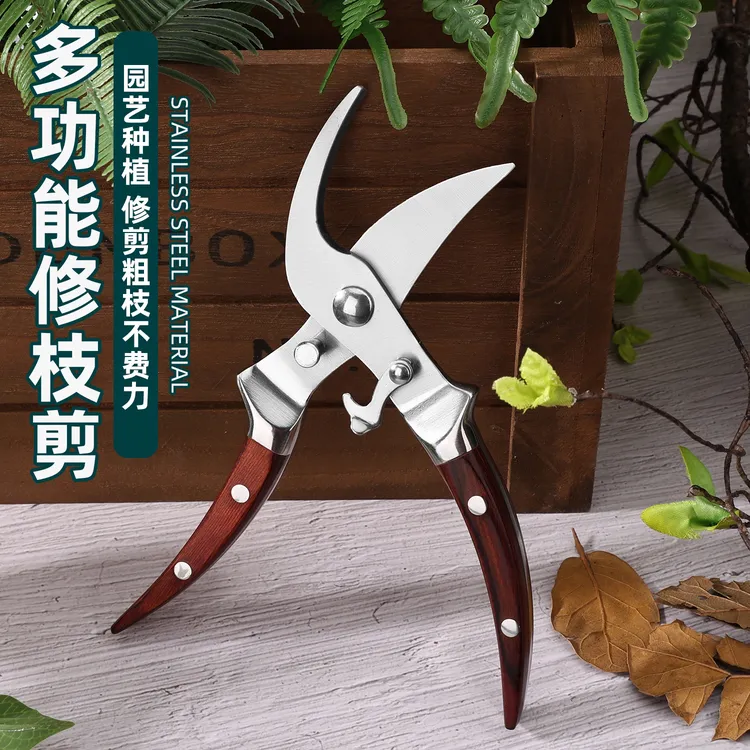 进口全钢红木柄家用修枝剪园艺省力花艺园林果树修剪树枝修花剪刀