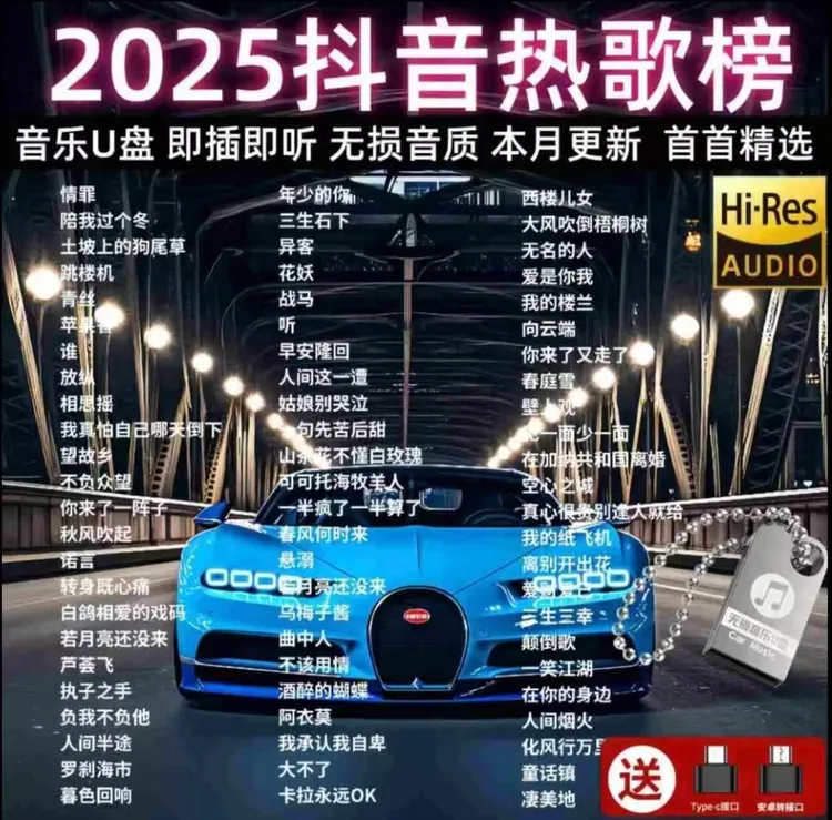 歌曲u盘2025最新款最火网络流行新歌车载音乐U盘无损网红热门热歌