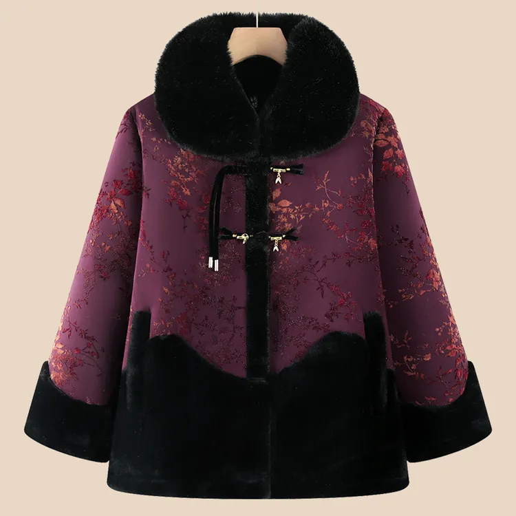 奶奶装冬装棉衣加绒棉服老年人妈妈新款保暖外套老太太棉袄女