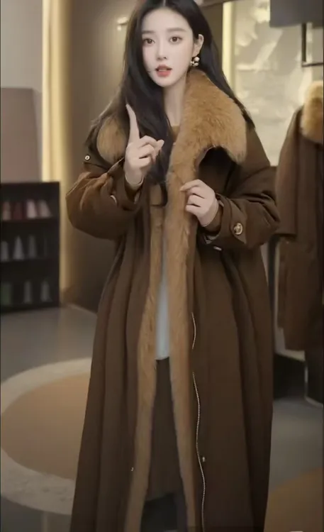 2025冬季新款可拆卸派克服外套女长款加厚保暖防风毛毛外套风衣