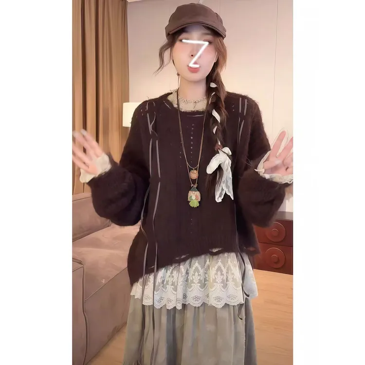 MO88ZSPF小卓的毛衣VGVL宽松日系套头长袖针织衫慵懒风秋冬外穿