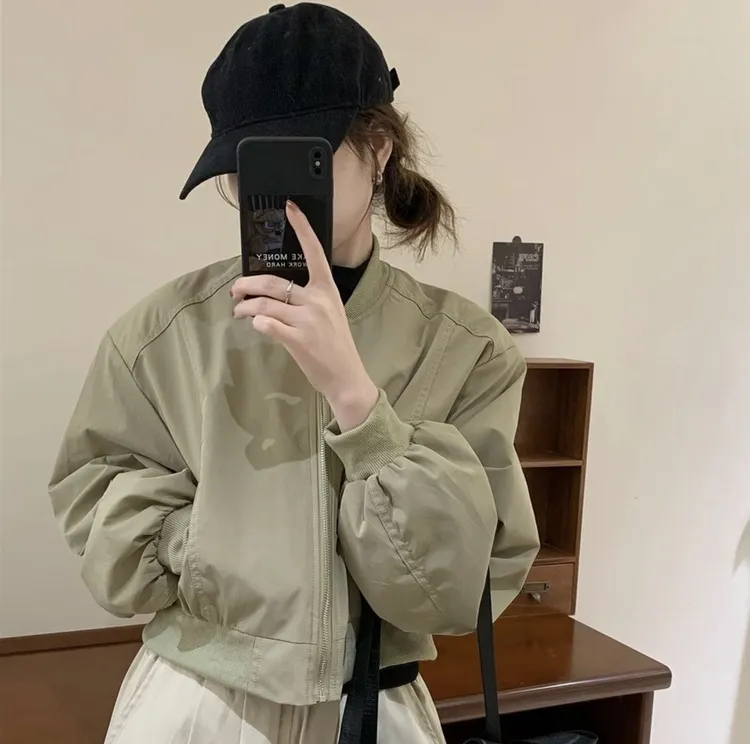 秋季简约时尚棒球服短款休闲百搭小个子外套立领韩版夹克显高洋气