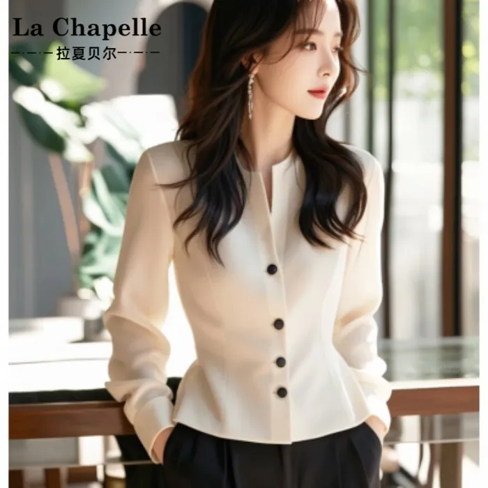 拉夏贝尔早秋新款高端小香风掐腰上衣法式轻奢高级感气质名媛绝美
