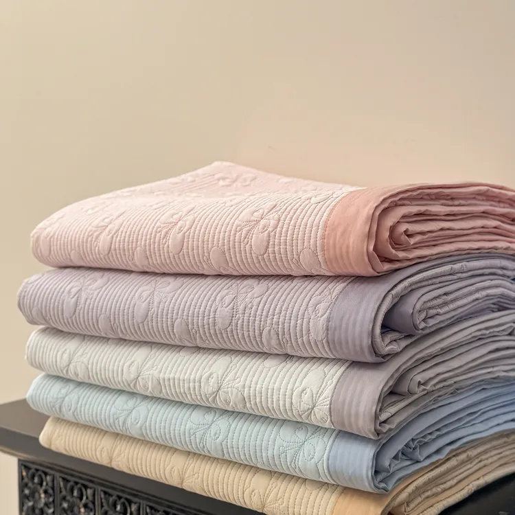 MILASHEN天丝提花床盖盖毯三件套花薄款新款简约百搭【开蝶自来】