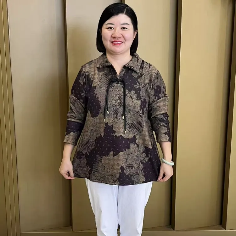 100-240斤秋冬新款翻领印花加大加肥宽松显瘦洋气大码上衣