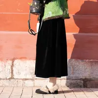 水如画【花苞裙】非遗工艺秋冬季加绒加厚国风真丝丝绒百搭半身长裙