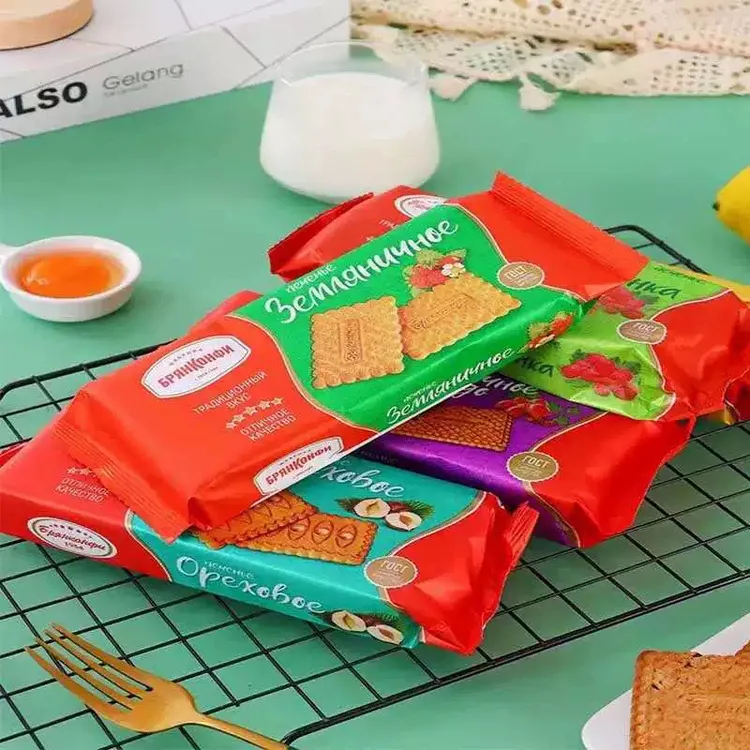 3袋俄罗斯进口斯优塔牌曲奇饼干巧克力味葡萄干味芝士味