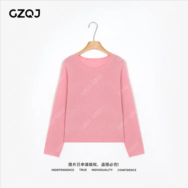 老琴私服【云朵慕斯】慵懒风宽松显瘦纯色圆领套头针织衫毛衣女7967