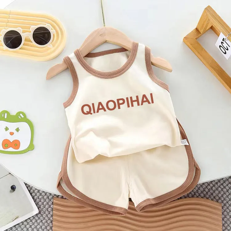 儿童背心套装夏季薄款男童短裤无袖中小童运动宝宝宝宝无袖背心