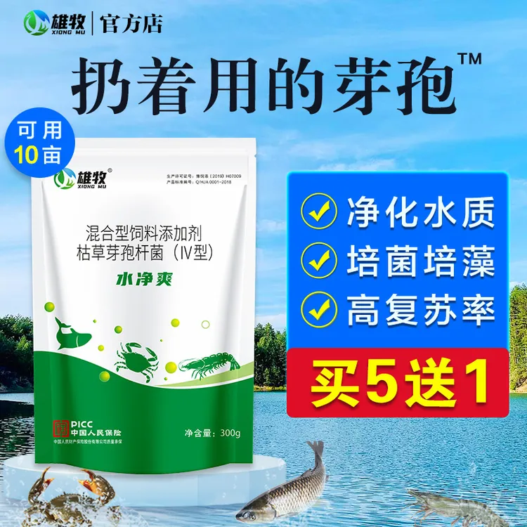 雄牧芽孢杆菌水净爽水产养殖鱼虾蟹蛙塘分解有机质净水水产添加剂