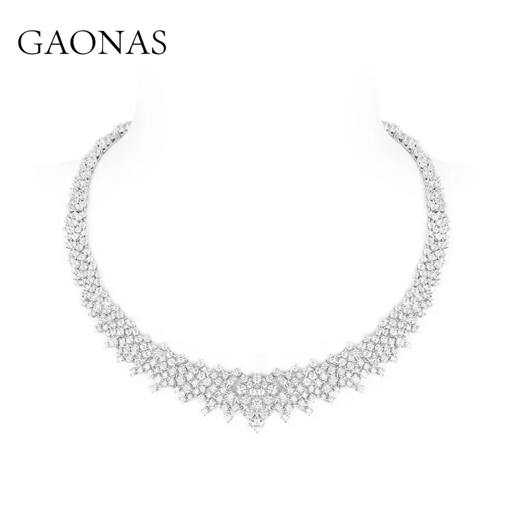 GAONAS 合成锆石项链 繁花拥簇璀璨白色多功能项链11671XW