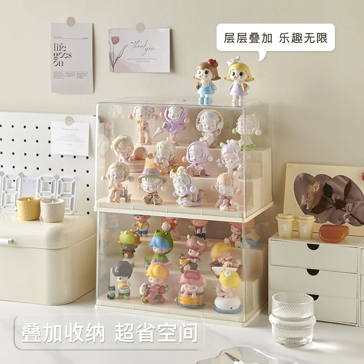 盲盒收纳展示架透明收藏盒大容量娃娃公仔防尘手办展示盒收纳盒