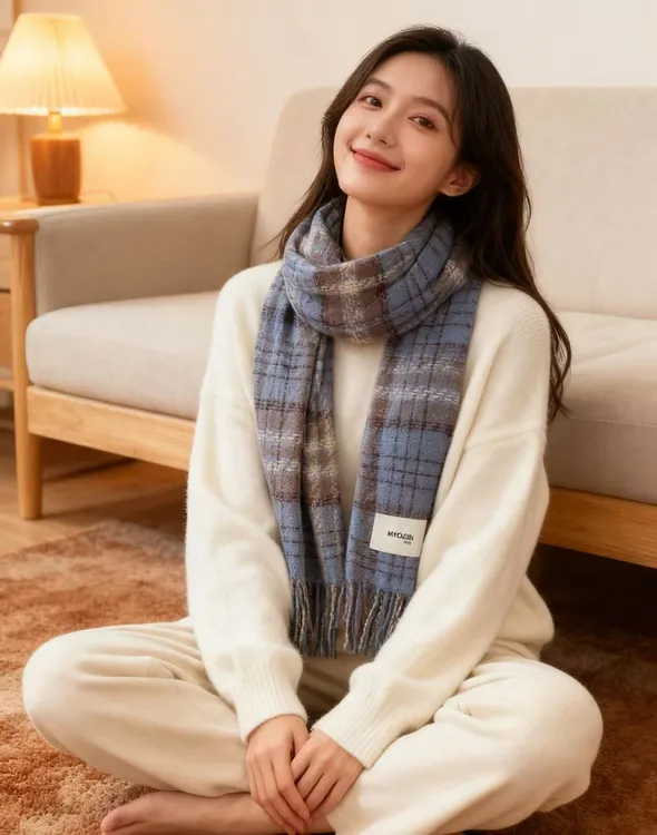 慕有织MUYOZIN 2025秋冬新款韩版网红奶油风情侣保暖围巾围脖