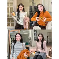 火火火【进阶秋日】韩版秋冬高领打底衫条纹温柔风上衣G38304HH53