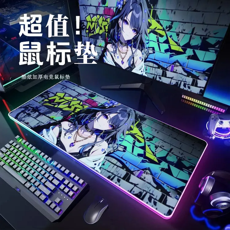涂鸦墙动漫鼠标垫超大号加厚办公桌垫学生电竞游戏电脑键盘滑鼠垫
