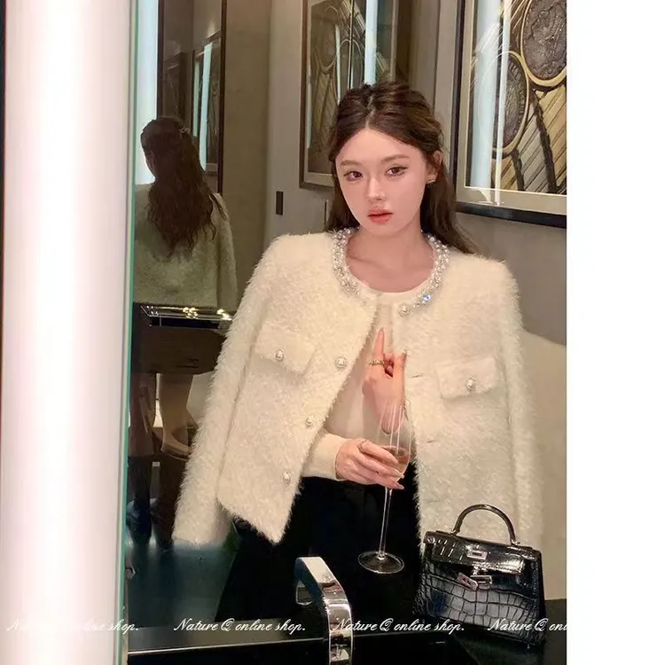 法式小香风短款外套女2023秋冬新款韩版宽松高级感名媛气质上衣