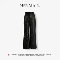 MNGATA G.宫小妍【曼奢羊皮·向岛】百搭秋冬半植鞣山羊皮裤5081065