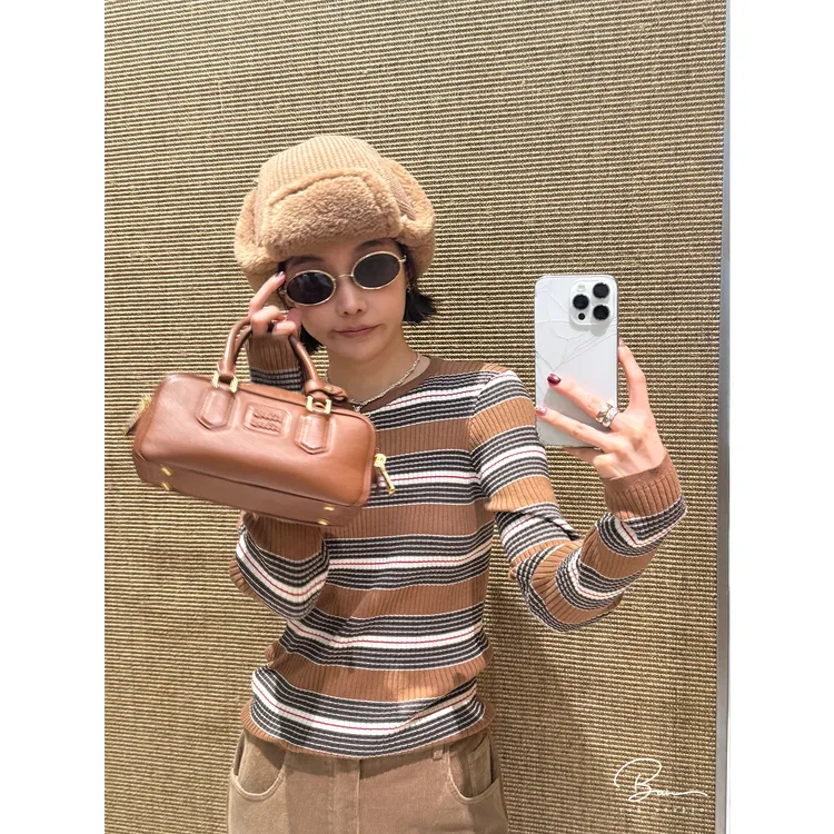 TXB 棉质经典细条纹撞色显瘦时尚百搭圆领针织衫XB-7921