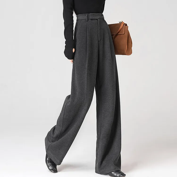 高个子加长版2025新款毛呢西装裤女秋冬高腰垂感加厚直筒阔腿裤