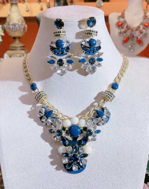 铜项链 美产j.crew打标捷克重工款项链耳环套装