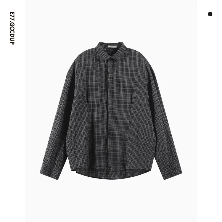 GCCDUPE77夏季莱赛尔复古格子百搭衬衣设计宽松男女同款衬衫6089