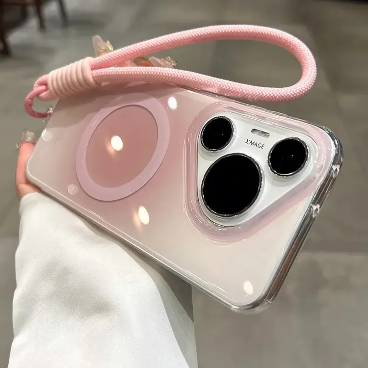 晕染渐变适用华为pura80手机壳新款pura70pro磁吸支架p70手提挂绳