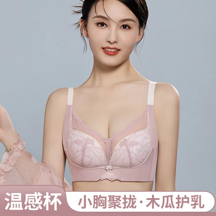 小胸聚拢内衣女文胸2023新款安检无磁防下垂收副乳调整型胸罩