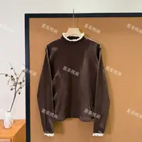 喜樂   2025双面德绒拼接花边领T恤打底衫秋季新款时尚百搭女上衣