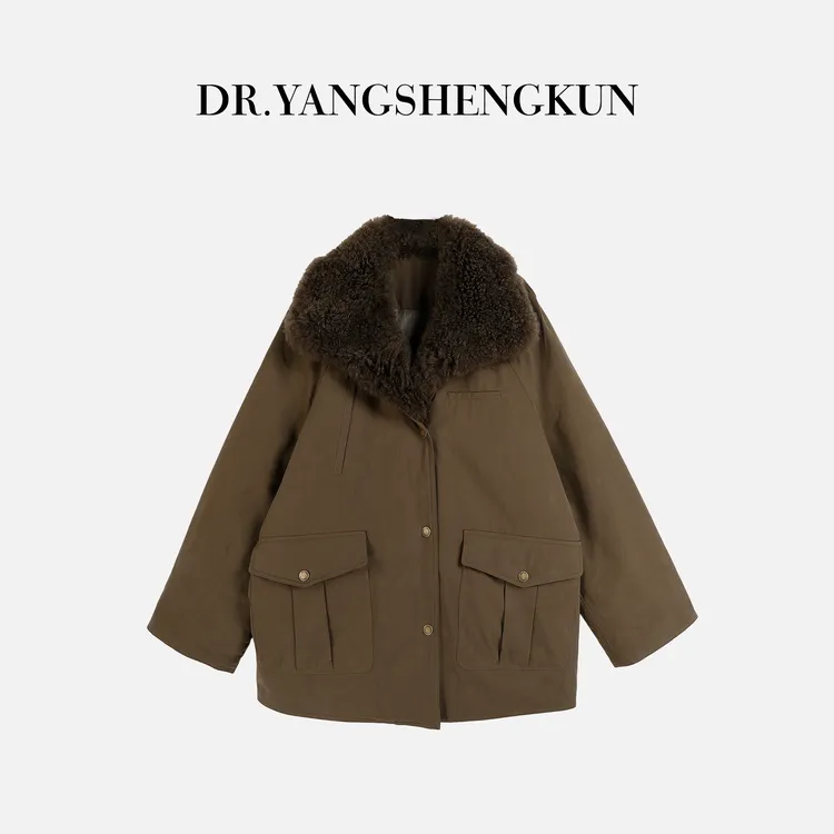 杨圣坤2025冬季新品羊毛领加厚保暖宽松百搭90鹅绒外套S825112102