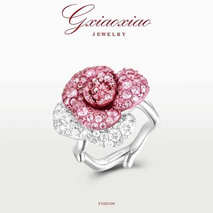 G XIAOXIAO 镀K金【黑魔术红玫瑰】轻奢气质甜美玫瑰戒指 F16D106