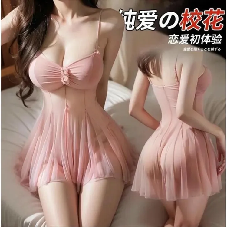 邂逅新款网红法式吊带黑色纯欲蕾丝睡裙网纱高级保守露背显瘦睡衣