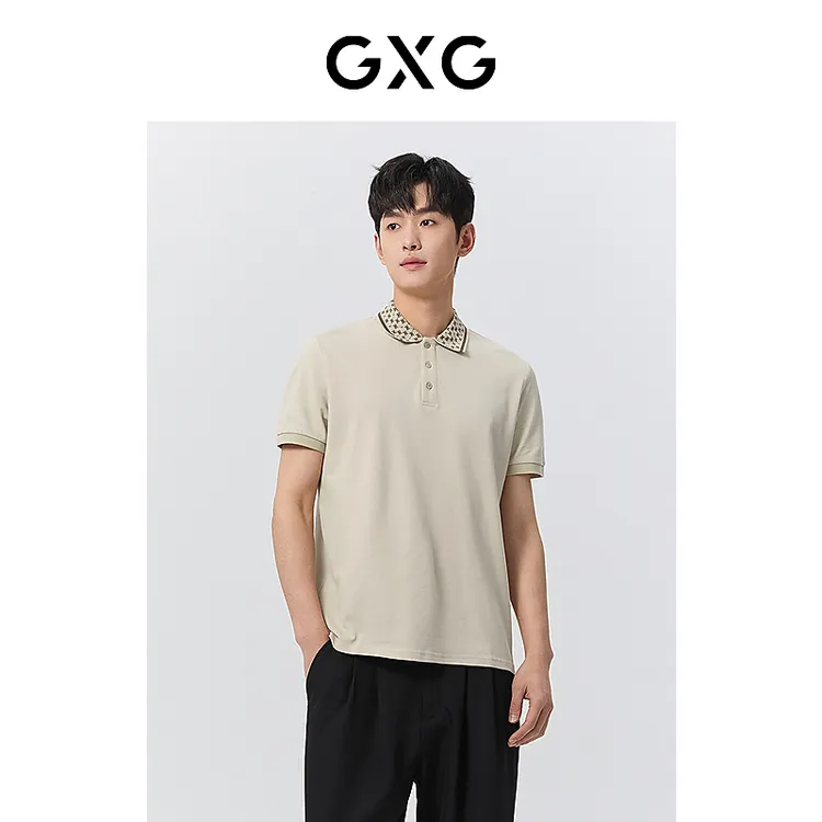 GXG零压POLO男装夏季撞色休闲舒适纯棉翻领Polo衫短袖#G24D242314