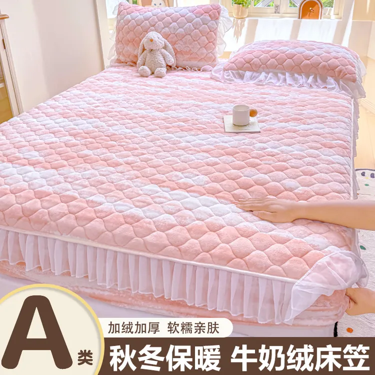2025秋冬新款夹棉床笠带花边加厚床垫保护罩全包床单隔脏床罩四季